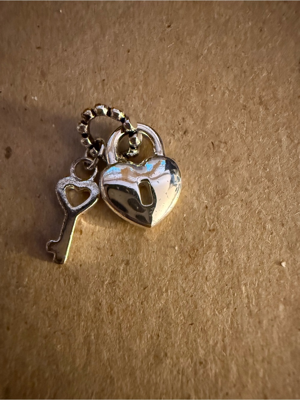 Heart Lock and Key Pendant Necklace Charm in Silver